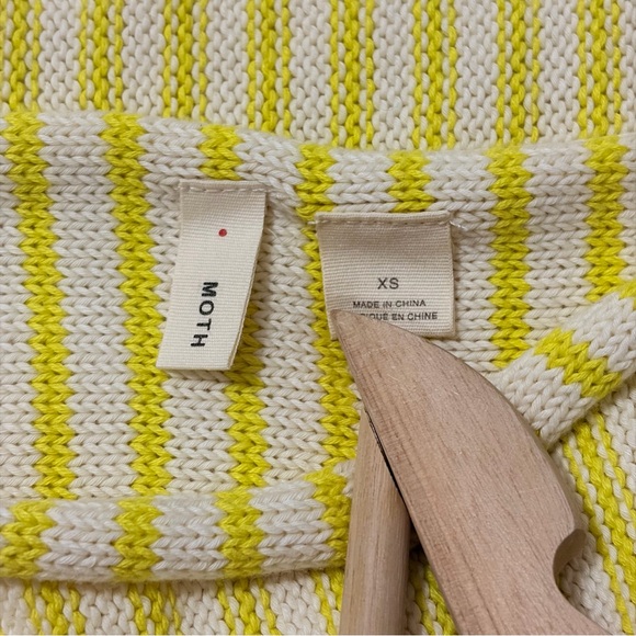 Anthropologie Moth Knit Striped Sweater Size XS Dolman Sleeve‎ Boat Neck Yellow - Picture 4 of 6